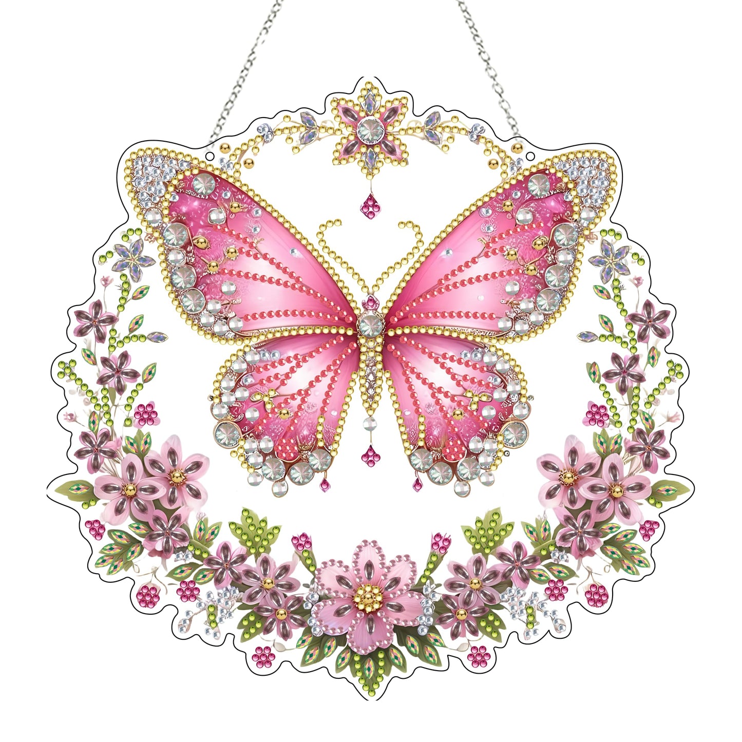 DIY Hanging Diamond Art Kit for Adults, 5D Acrylic Gem Art Window & Wall Pendant, Diamond Painting Ornament for Home Decor (Butterfly)