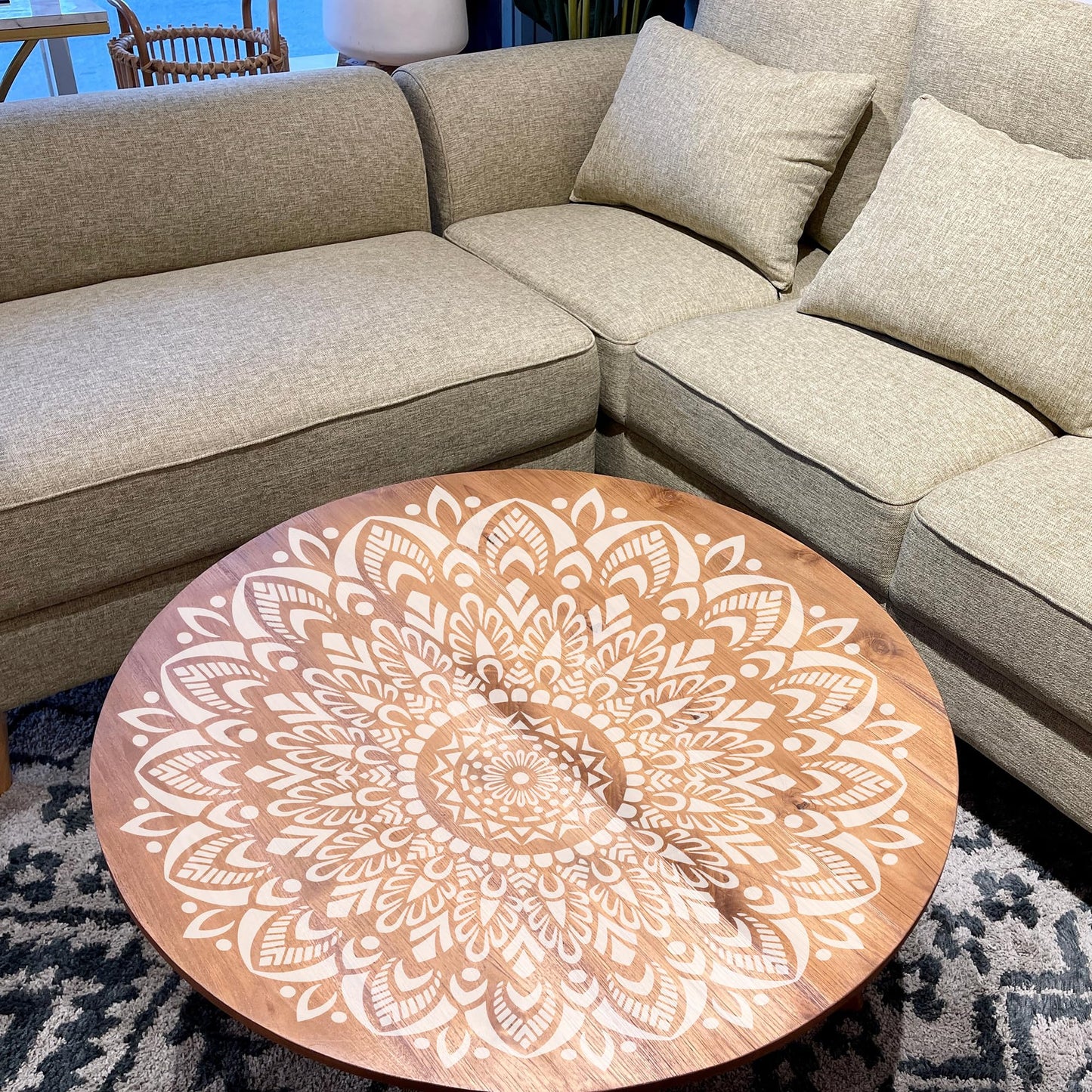 Sistink Large Mandala Stencils for Painting - Folk Rangoli Mandala Large Stencils for Painting on Wall Furniture Decor