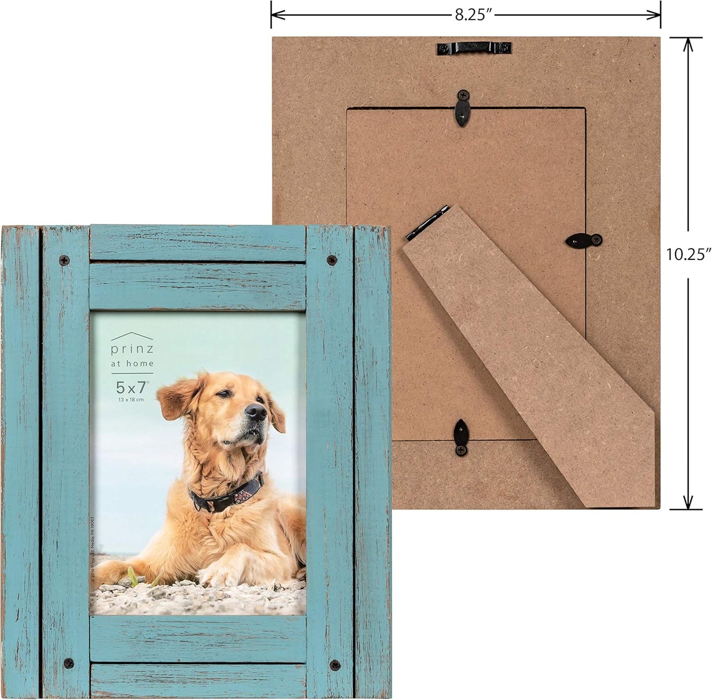 Prinz Homestead 5 x 7 Blue Distressed Wood Frame, Rustic Picture Frame, Coastal Decor