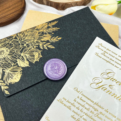 WADKOOTO 50pcs Purple Metal Vintage Wax Seal Stickers, Waterproof, Self Adhesive, for Wedding Invitations, Envelope, Gift Wrap, Christmas