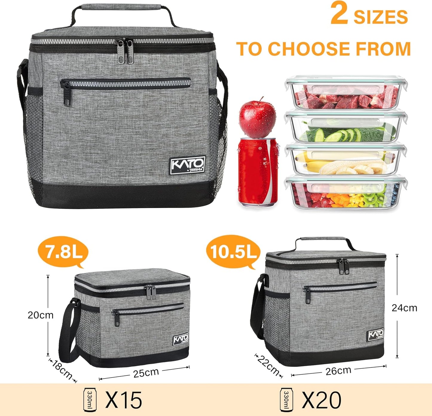 Tirrinia Insulated Lunch Box - Leakproof Lunch Bag for School, Work, Soft Cooler for Office, Picnic, Camping