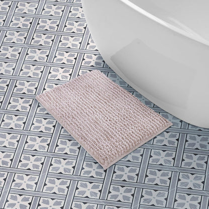 Laura Ashley Butter Chenille Bath Rug, Non Slip Shaggy Bathroom Mat, Absorbent Plush Carpet for Tub and Sink - (17" x