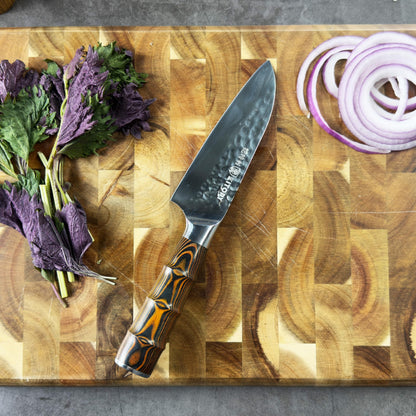 5.5" Santoku Knife, Pro Chefs Kitchen Knives, HC Stainless Steel, Hammered Ultra Sharp Blade, Bamboo Shape Handle Cooking Cutlery 2025 Gifts for Home & Restaurant