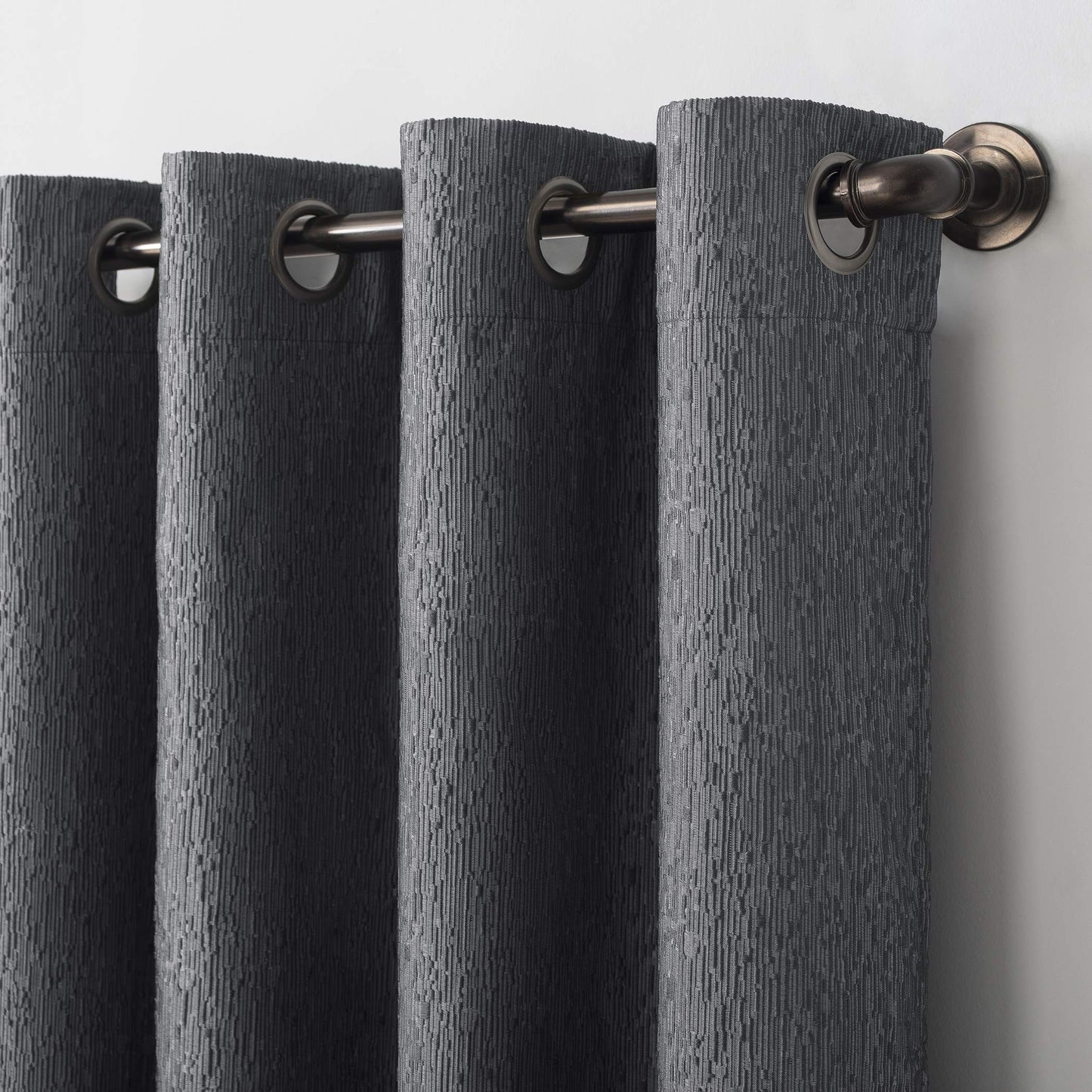 Sun Zero Noir Dimensional Thermal Extreme Total Blackout Grommet Curtain Panel, 52" x 84", Charcoal Gray