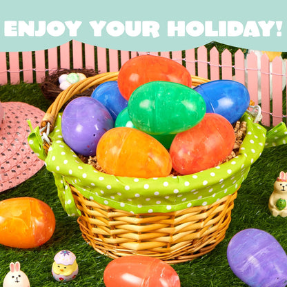 72 3.15" JOYIN Pcs Plastic Iridescent Printed Bright Easter Eggs Tall for Easter Hunt, Basket Stuffers Fillers
