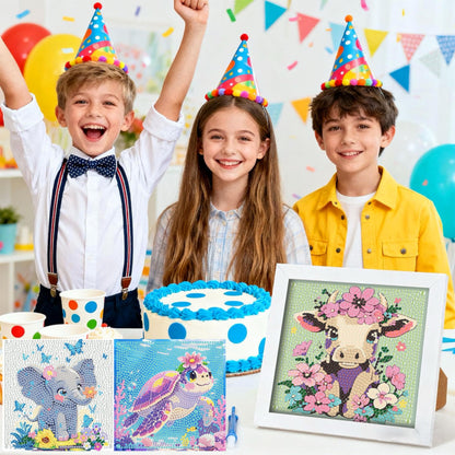 ADEFCSD 6-piece Set 5D Adult Diamond Painting Set, Suitable for Children Beginners, Cute Animal DIY Diamond Painting Mosaic Gemstone Art, Home wall Decoration, Children's Gift, 6x6 inches