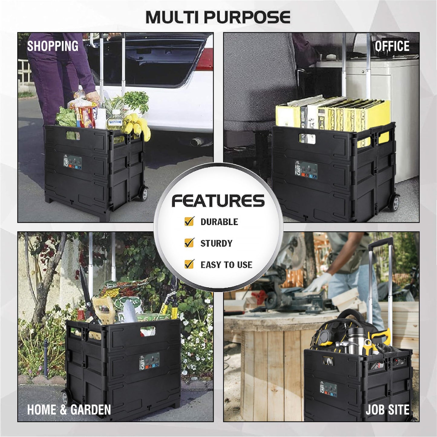 Olympia Tools 85-010 Grand Pack-N-Roll Portable Tools Carrier with Telescopic Handle, 80 Lb. Load Capacity, Black