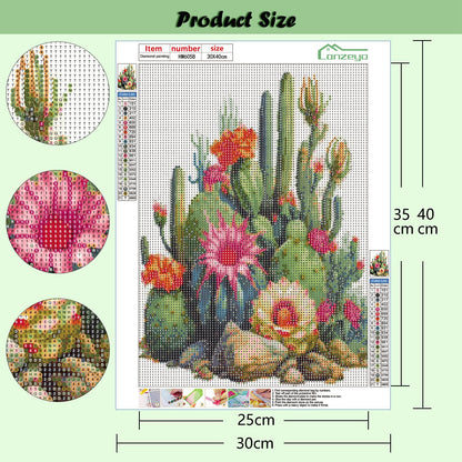 Lanzeyo Diamond Painting Kits for Adults, Adult Hand Crafts Diamond Art Kits, Succulent Diamond Dots Kits, Gem Art for Living Room Wall Art (Succulent)