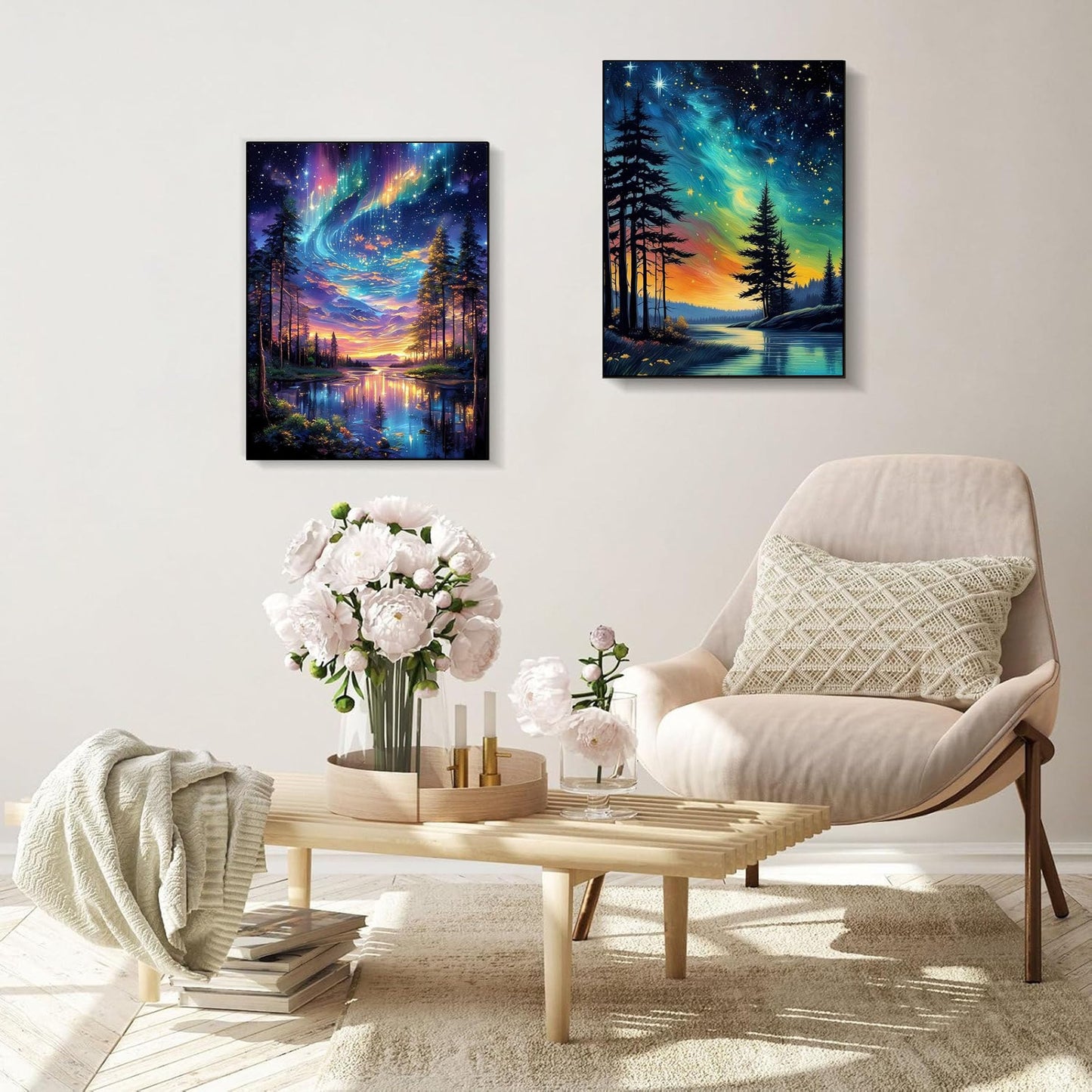 KUFWKEY 2 Pack Starry Sky Diamond Art Kits for Adults, 5D Aurora Lake Diamond Painting Kits for Beginners, Fantastic Landscapes Diamond Dots,DIY Diamond Mosaic Art,Gem Art for Home Decor 12 x 16 Inch