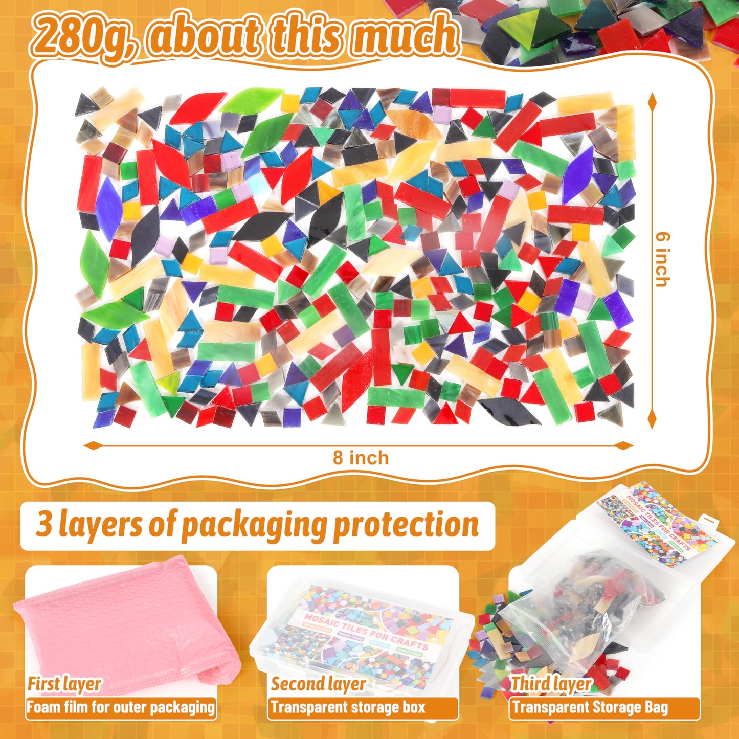 Mosaic Glass Pieces Tiles for Adults: LATIIZ 320Pcs Retro Color Mixed 5 Shapes Stained Glass Bulk for Beginner Artist - Mosaics Kit for Making Art Project Craft DIY Lamp Vase Coaster Stepping Stone