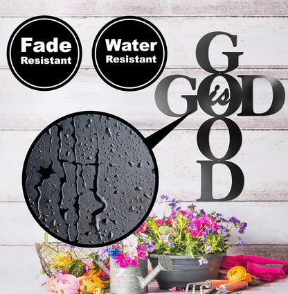 Vivegate God is Good Metal Signs Decor, Black Metal Cross Wall Decor for Religious Kitchen Home Decor