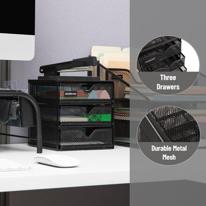 Mind Reader Desktop Accessory Storage, Desk Supplies, Organizer, Office, Metal Mesh, 6.25" L x 6.5" W x 6.5" H, Black