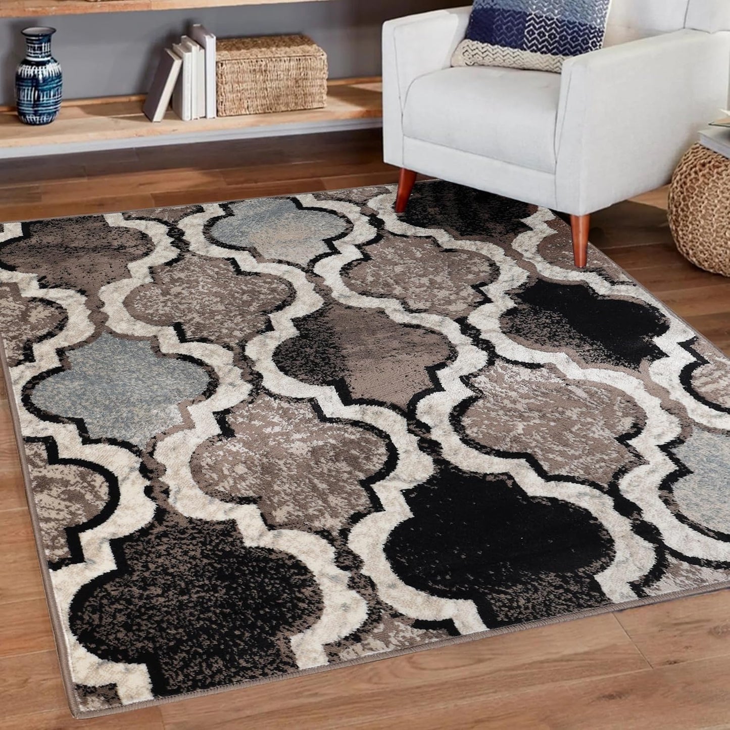 5' 5' Superior Indoor Large Area Rug, Jute Backed, Perfect for Living/Dining Room, Bedroom, Office, Kitchen, Entryway