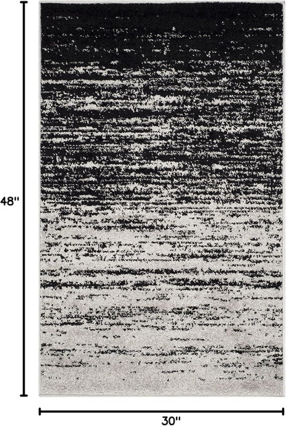 2'6" 4', (ADR113A) SAFAVIEH Adirondack Collection Accent Rug - x Silver & Black, Modern Ombre Design, Non Shedding