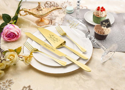 BEKESIN Wedding Cake Cutting Set with Forks, Classical Style Crystal Champagne Flutes Toasting Glasses for Bride and Groom, Wedding Gifts for Couples, Engagement and Bridal Shower Gifts