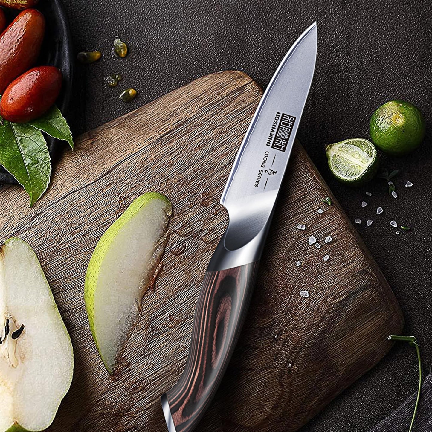 HOSHANHO 3.75 inch Paring Knife, Japanese High Carbon Stainless Steel Small Kitchen Knives, Ultra Sharp Fruit Knife with Ergonomic Pakkawood Handle