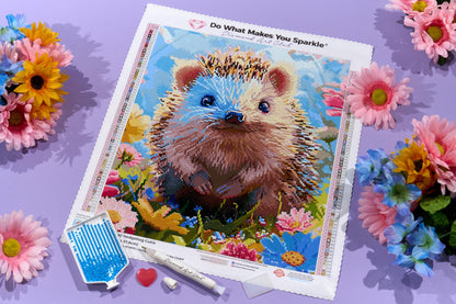 DIAMOND ART CLUB Hedgehog Cutie Diamond Painting Kit, Fun DIY Crafts for Adults, Square Diamond Art Canvas, 13" x 15" (32.9 cm x 37.8 cm)