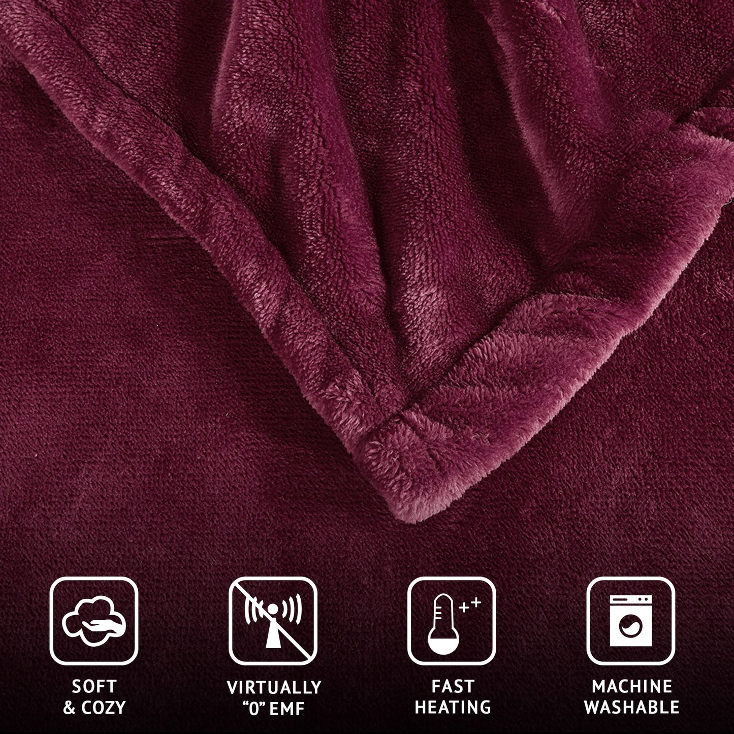Beautyrest Heated Electric Blanket for Cold Weather, Fast Heating Heated Blanket, Auto Shut Off, Virtually Zero EMF, Multi Heat Setting, UL Certified, Sapphire Queen (90 inx84 in)