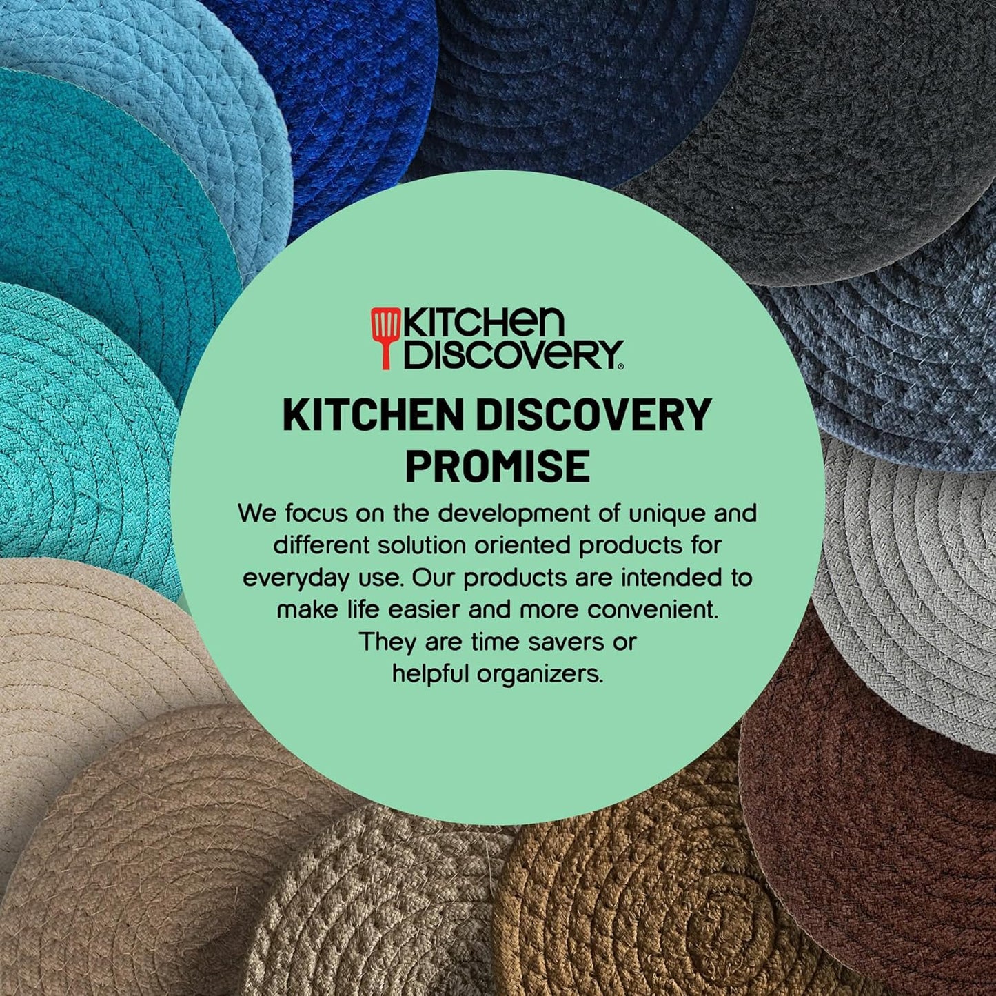 Trivets for Hot Pots and Pans, Kitchen Discovery 8" Chenille Trivets, Set of 3 Large Woven Hot Holders