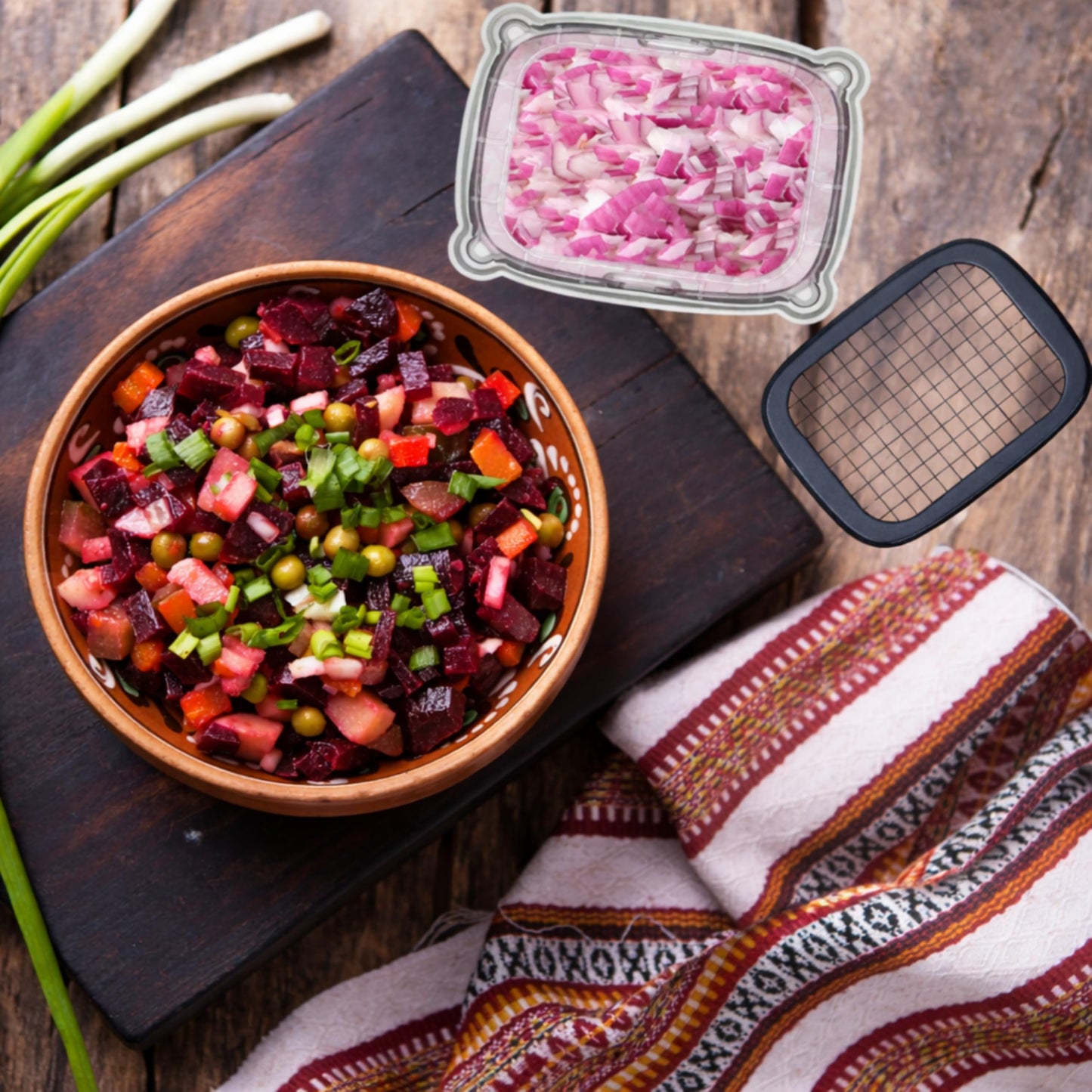 Brieftons PerfectCut Vegetable Chopper: 4-Blade Veggie Dicer Fruit Slicer, Potato French Fry Cutter, Wedge Cutter, Onion Chopper, Egg Slicer with 5 Recipe Ebooks, Safe to Use, Easy to Clean & Store