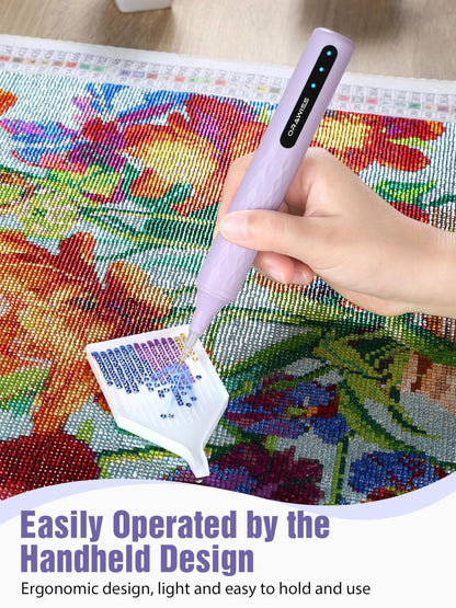 Electric Diamond Painting Pen, Vacuum Diamond Art Pen no Wax Needed | Cordless & Quiet | Rechargeable Battery | Lightweight | Diamond Art Accessories for Adults | Gift for Gem Dimond Art Fans - purple