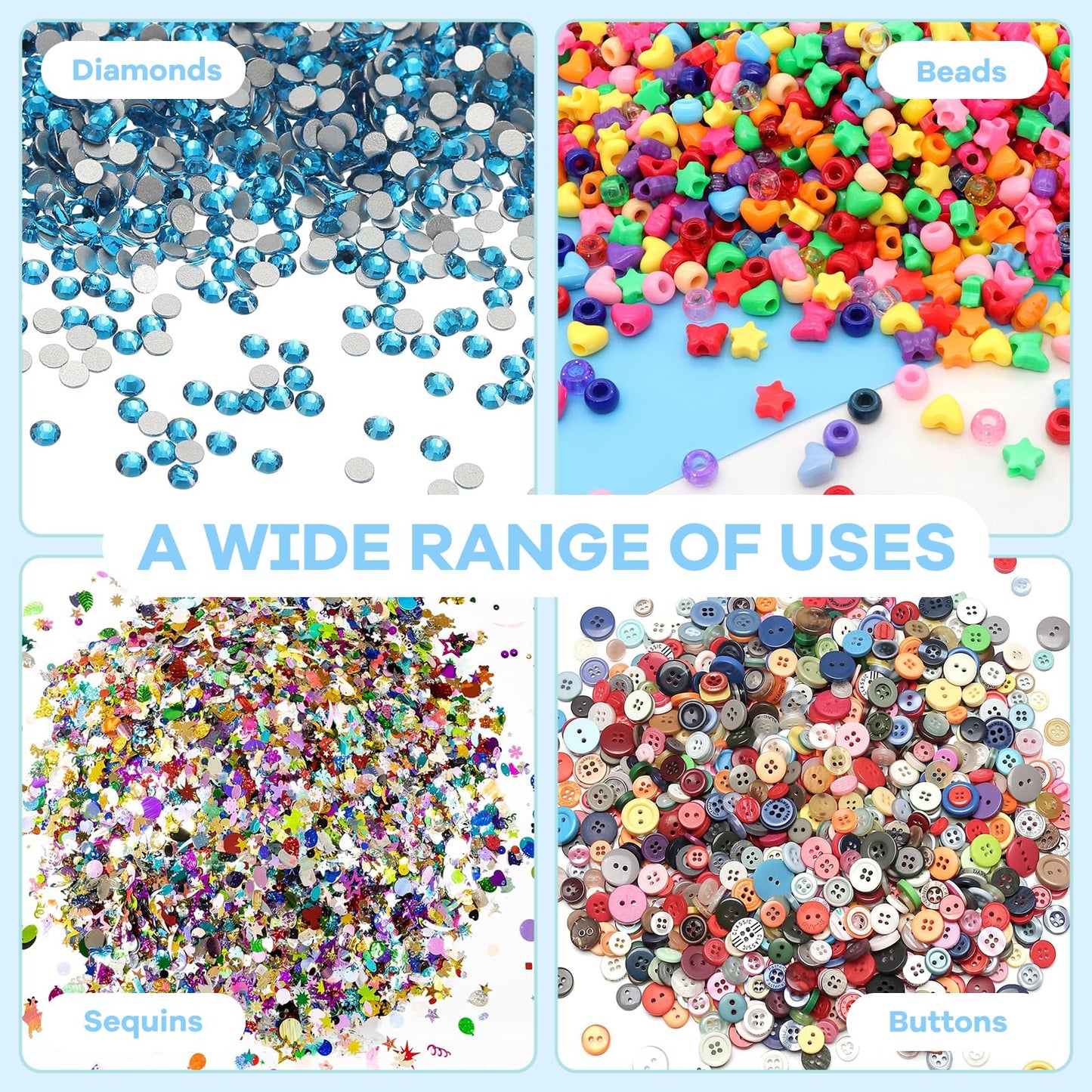 BMHHWAI 1Pack Diamond Painting Storage Containers, 60 Grids Diamond Art Organizer and Labels, Bead Organizer Diamond Painting Case Accessories for DIY Diamond Art Craft Jewelry Bead Storage(Clear)