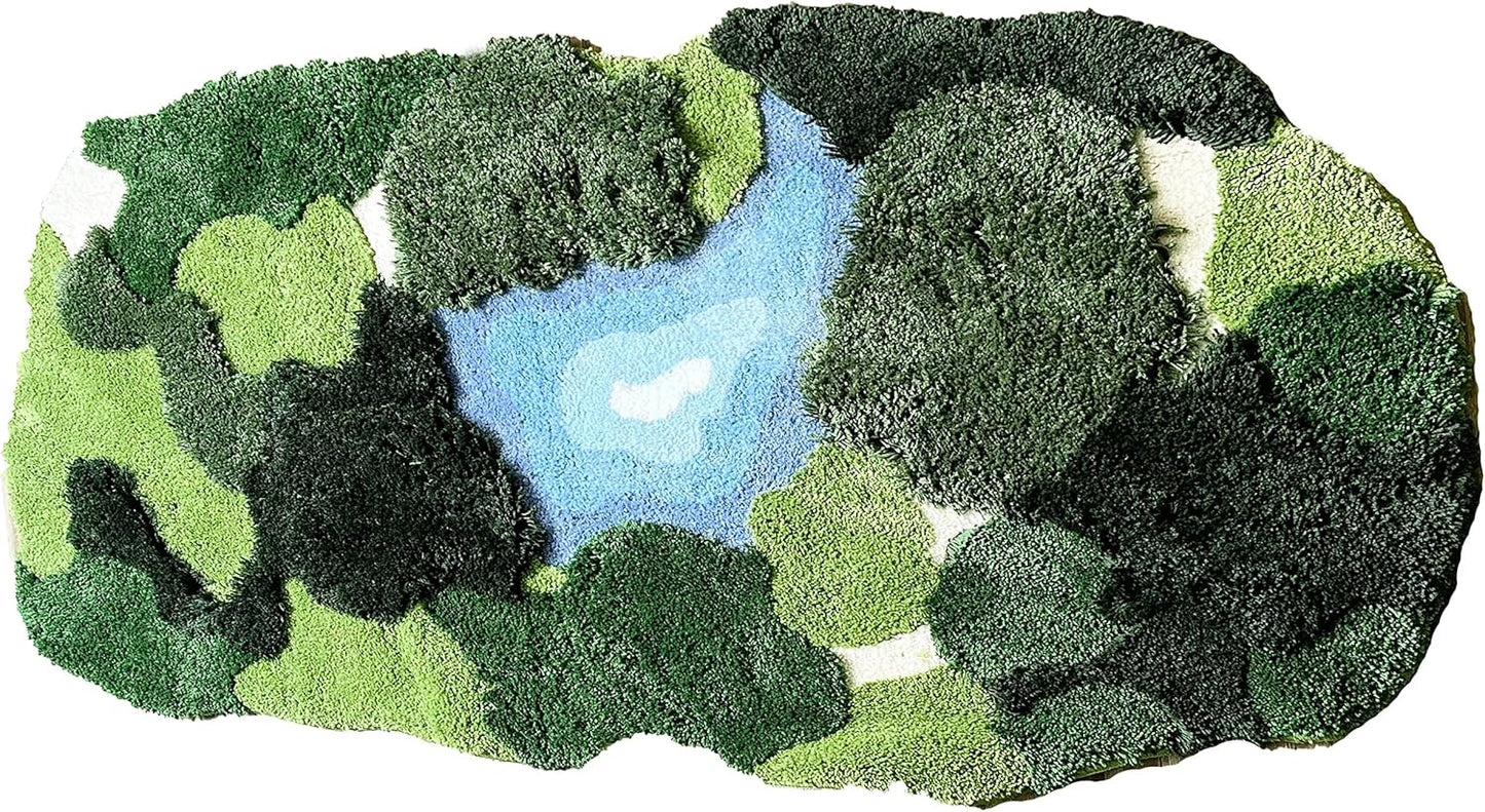 20x35 Inch 3D Moss Rug,Shag Carpet Leaf Area Bathroom Rugs Non Slip Bath Mat Tufted Rug,Ultra Soft Washable Children
