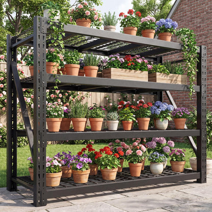 Bepatio 11000LBS Heavy Duty Garage Shelving, 4-Tier Adjustable Storage Shelves Metal Shelving, Industrial Shelf for Basement Warehouse Commercial Garage Shop, 72" H× 60" W × 24" D, Black