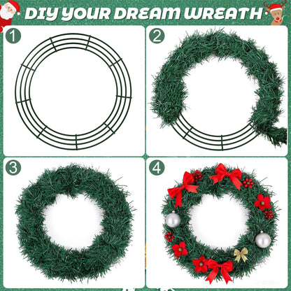 Fovths 24 Pieces Metal Christmas Wire Wreath Frame 18 Inch Green Wreath Ring with Floral Wire Form Front Door Garland Frame for Christmas Wedding Home DIY Crafts Supplies
