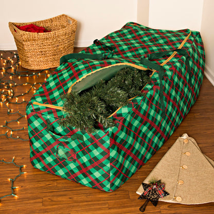 Honey-Can-Do Plaid Rolling Tree Storage Bag SFT-09556 Red