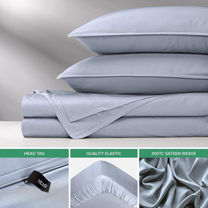 Pure Bamboo Full Bed Sheet Set - Luxuriously Soft & Cooling 100% Organic Viscose | Sterling Blue, 2-Year Quality Promise