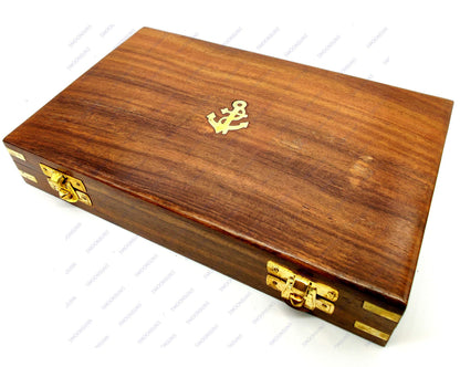 Proportional Divider Set of 5, Full Brass dividers with Executive Wooden Box, Single Handed 8" Brass Navigational Dividers Compass Set for Maritime, Naval, Geometry and Drafting