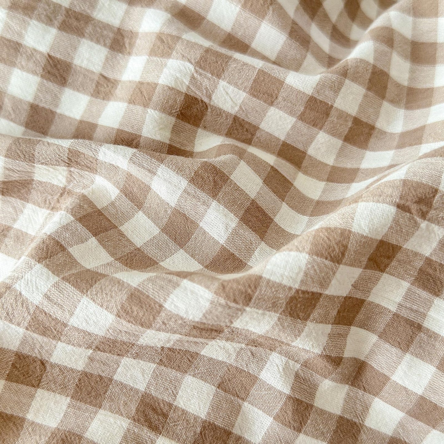 Tan Gingham Pillowcases Set Farmhouse Standard Size Pillow Shams Buffalo Taupe Plaid Pillowcases Set of 2, Grid Checkered Gingham Washed Cotton Pillow Covers with Envelope Closure, 20"×26"