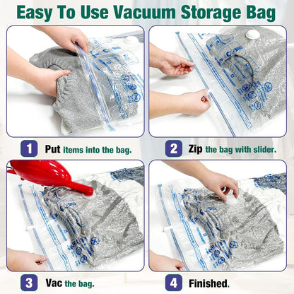 Skiennix Vacuum Storage Bags - 10 Medium Space Saver Seal Bags with Travel Hand Pump