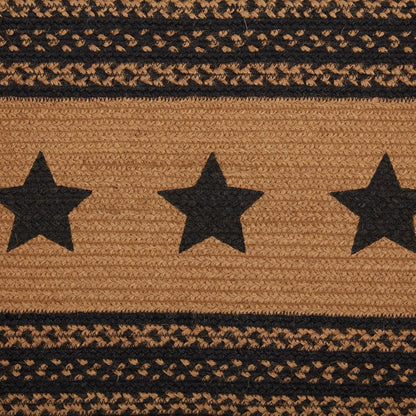 13"x36" VHC Brands Farmhouse Primitive Jute Black Textured Table Runner w/Stenciled Stars