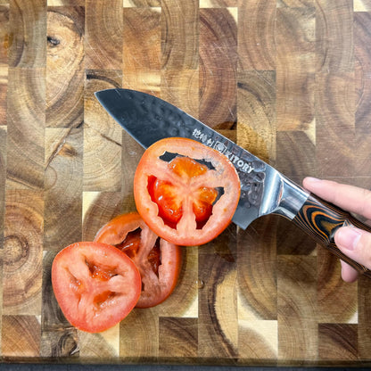 5.5" Santoku Knife, Pro Chefs Kitchen Knives, HC Stainless Steel, Hammered Ultra Sharp Blade, Bamboo Shape Handle Cooking Cutlery 2025 Gifts for Home & Restaurant