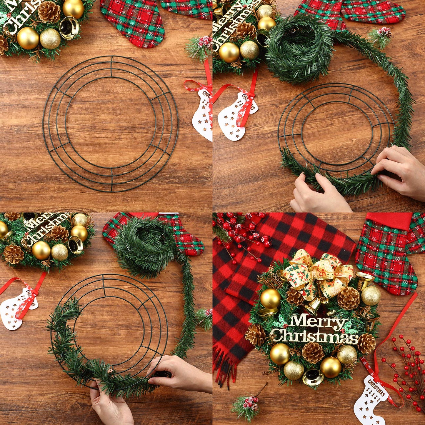 Patelai 12 Pieces 12 Inch Metal Wreath Frame Dark Green Wire Round Wreath Rings Wire Garland Frame for Easter Party Home Decor DIY Crafts Supplies
