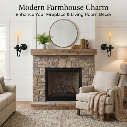Set of 2 Black Wall Sconces Candle Holder, Modern Farmhouse Metal Wall Decor for Living Room Bathroom Dining Room, Matte Iron Scroll Wall Art Sconce for Pillar or LED Candles (8.6" x 5.9" x 3.5")