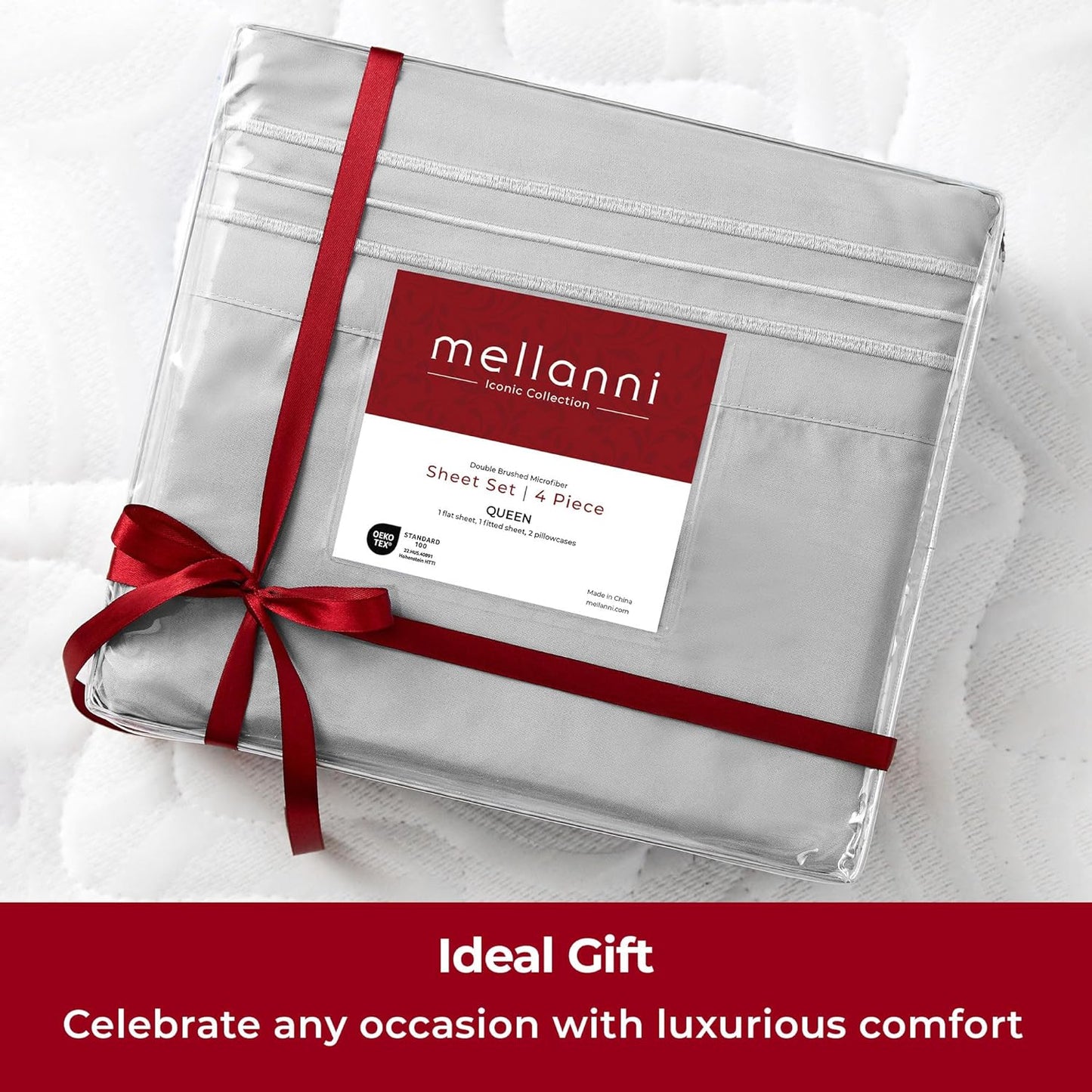 Mellanni Extra Deep Full Sheets - Hotel Luxury, Ultra Soft & Cooling Bedding - Wrinkle & Stain Resistant (Light Gray)