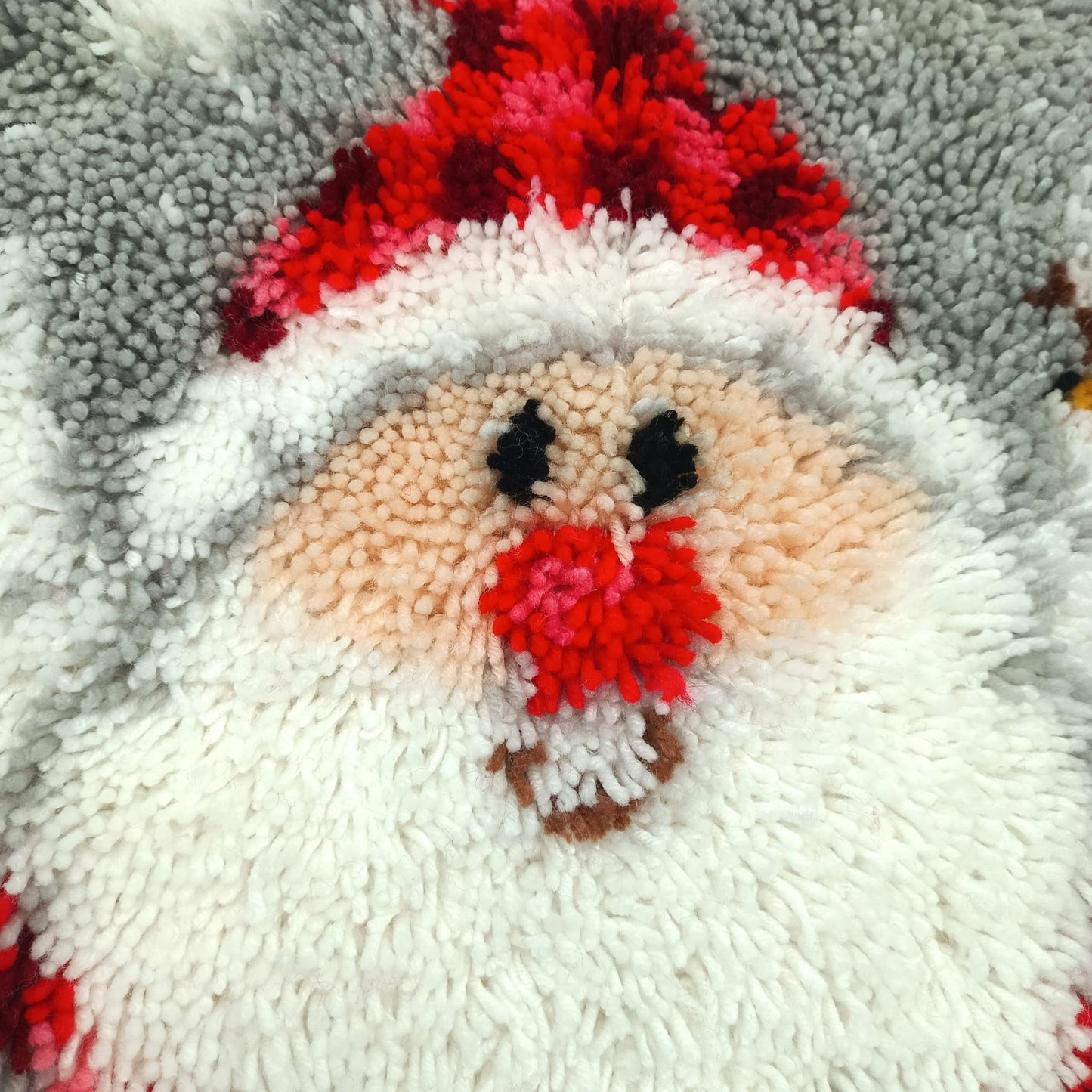 Howie's Latch Hook Kit, DIY Santa Claus Pillow Crochet Yarn Kits for Adults, Color Preprinted Pattern Embroidery Sofa Cushion Cover (Christmas-Santa Claus, 16.93 x 16.93 inch)