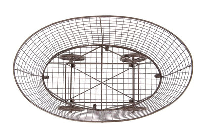Creative Co-Op Vintage Reproduction Metal Laundry Basket on Wheels, Rust