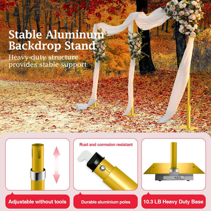 EMART Backdrop Stand Heavy Duty 10ftx20ft, Adjustable Pipe and Drape Photo Background Support Kit, Metal Frame with Flat Base for Wedding Birthday Party Banquet Decorations-Gold