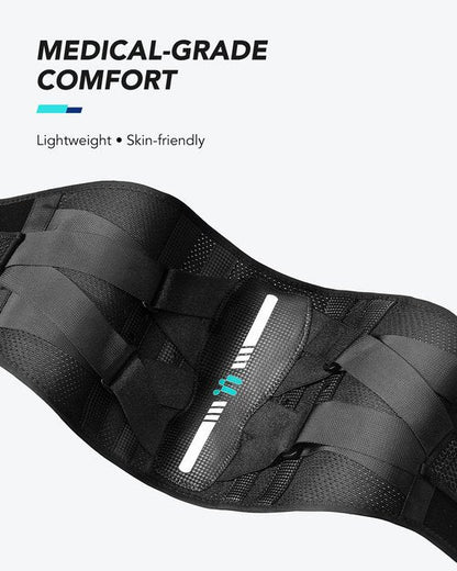 Fitomo Back Brace for Lower Back Pain Relief, Carbon Fiber Support, Ergonomice Curved, Ultra-thin Air Mesh, Lightweight and Adjustale Design, Size L