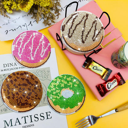 FILASLFT Diamond Painting Coasters Kit,DIY Diamond Painting Coasters Kit,8 Pcs Doughnuts Diamond Art Coasters with Holder Diamond Arts Crafts for Gifts.