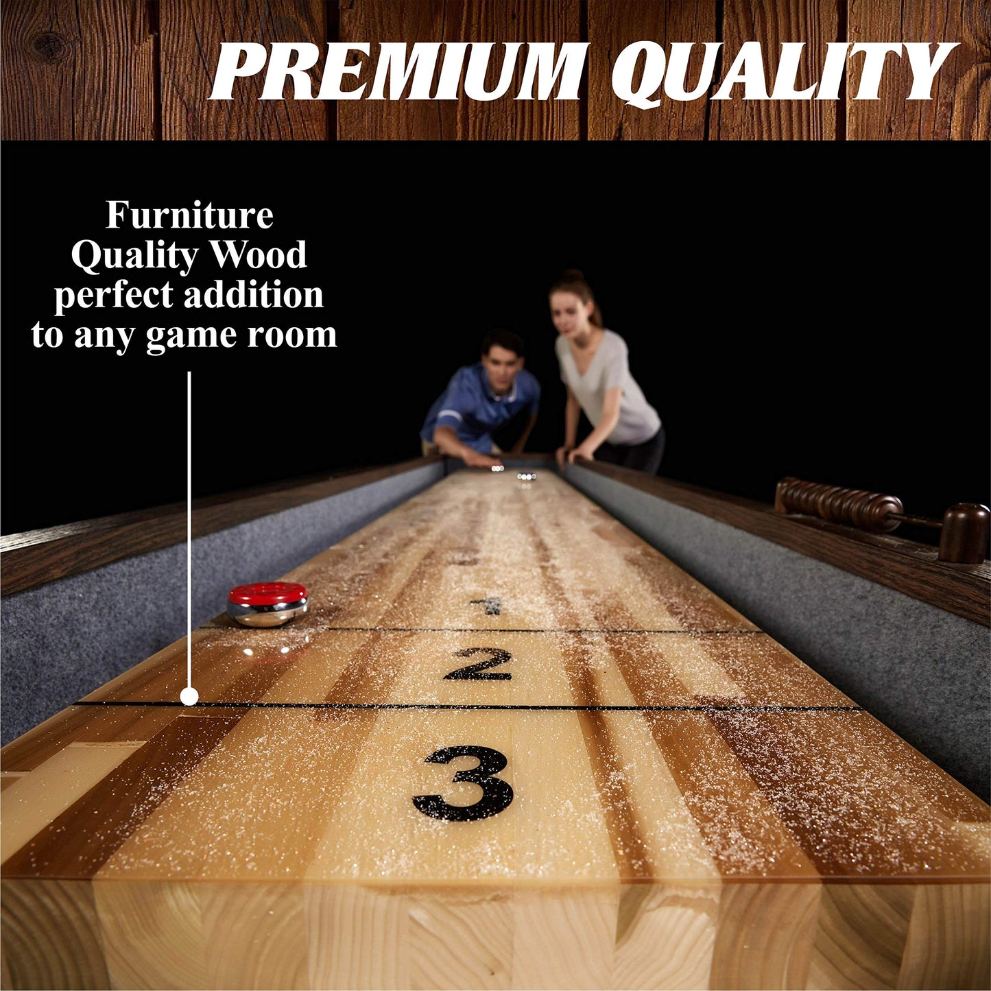 Barrington Billiards 12' Webster Shuffleboard Table with Scratch-Resistant Playfield and 8 Puck Set