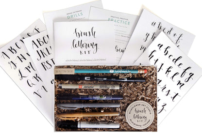 Brush Lettering Kit - DIY Brush Lettering Starter Set by Wildflower Art Studio