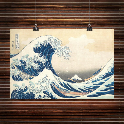 The Great Wave off Kanagawa by Katsushika Hokusai Poster Print, 24in Tall X 36in Wide