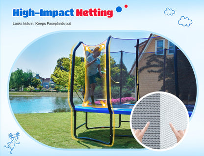 ORCC 8x13FT Oval Trampoline - Heavy Duty Kids & Gymnastics Trampoline with Reinforced Locking Bar, Outdoor Trampolines with Enclosure Net for Kids