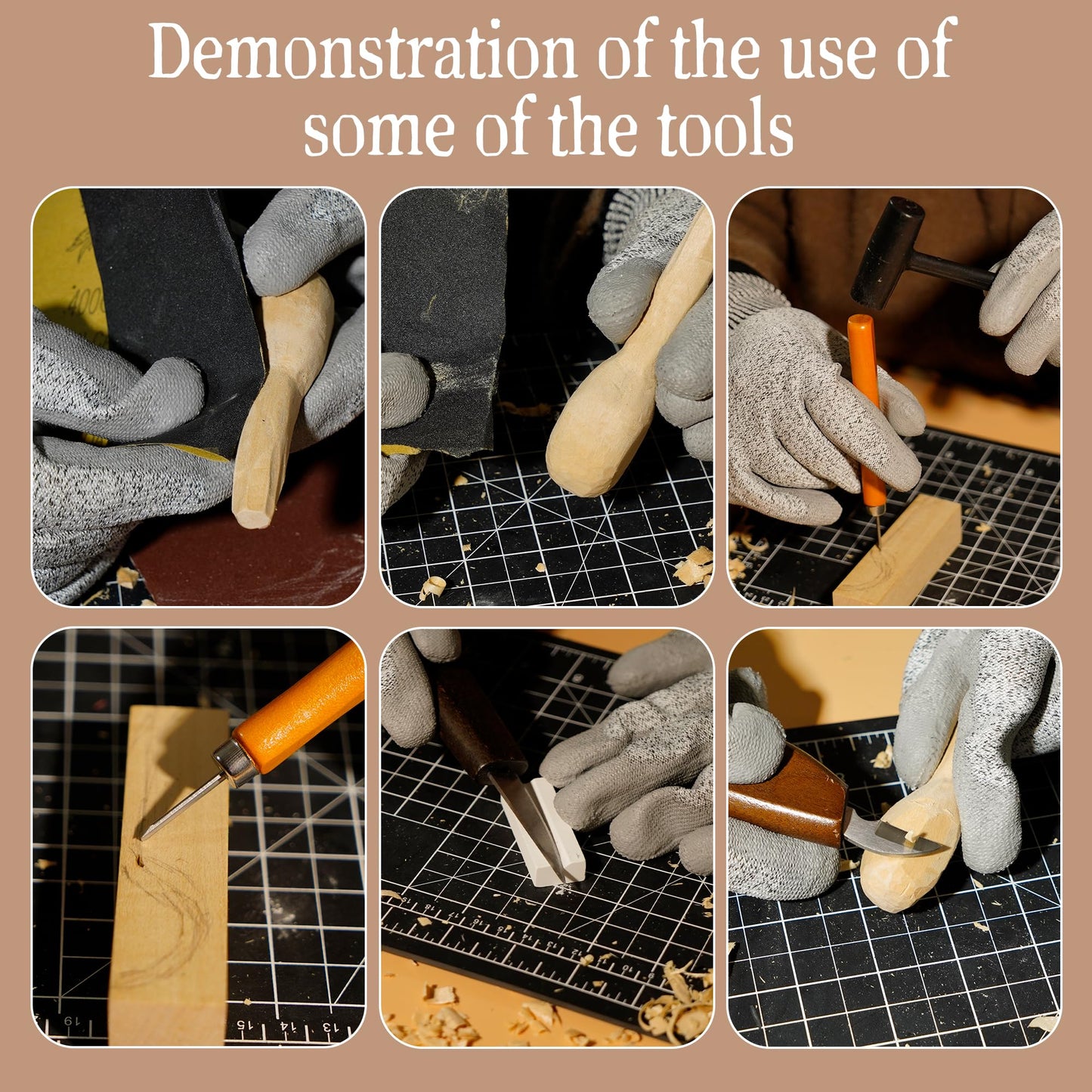 EDIETH 44Pcs Wood Carving Kit with Leather Case Complete Whittling Tool Set Includes Chisels, Knives, Gloves & Sharpening Stone for Beginners DIY Enthusiasts