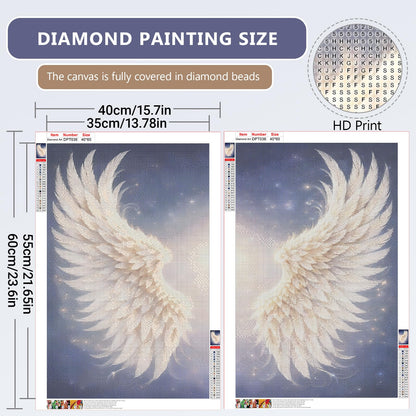 2-Panel Angel Wings Large Diamond Art Kit for Adults, Advanced Big Size Decor Gem Full Round Drill Diamond Painting Dots Art Kits for Shared Crafting & Home Decor 15.7 x 23.6 Inch Each Canvas